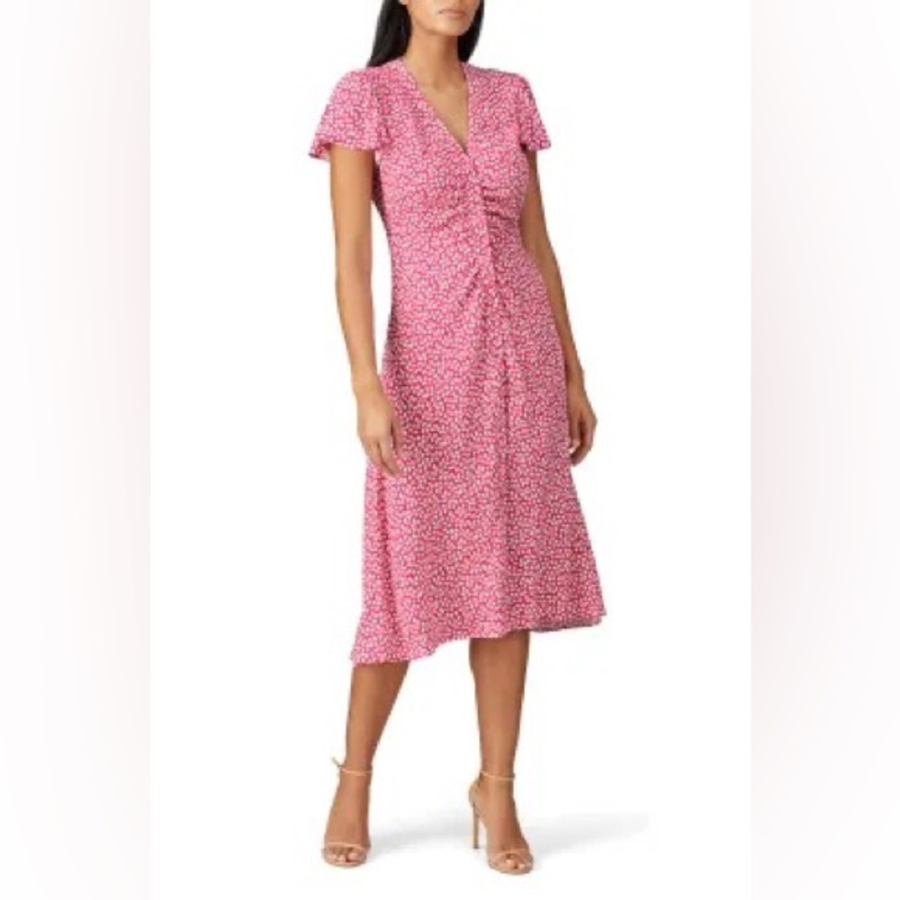 Diane Von Furstenburg button up speckled pink dress | new with tags